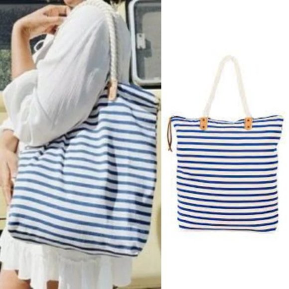 NWT Summer & Rose Brittany Nautical Striped Tote - Picture 1 of 4